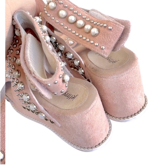 Jeffrey Campbell Studded Suede Leather Palmira Platforms Pink Rose Peach Size 8 - Picture 7 of 9